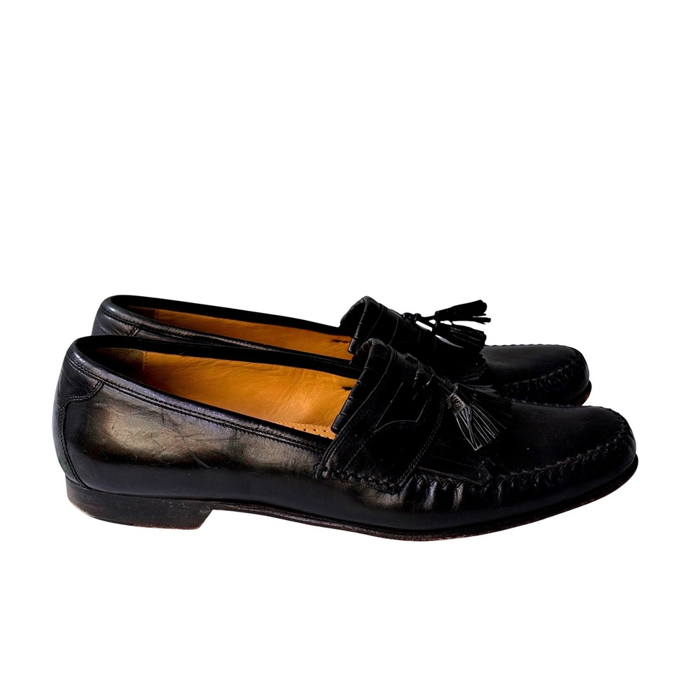 Johnston & Murphy Mens Black Leather Tassel Kiltie Loafers 10.5 M 15 0835